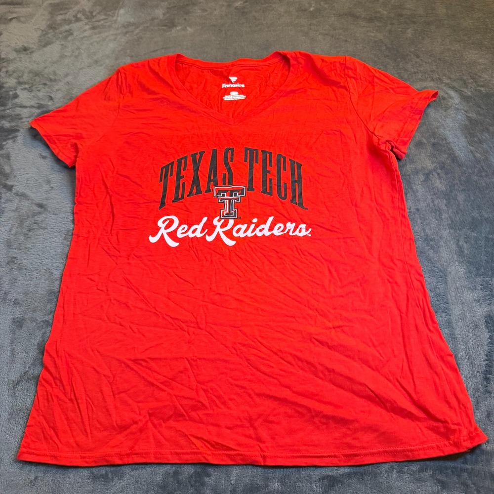 Fanatics Texas Tech Red Raiders V Neck T Shirt Women's Large Red Cotton Blend